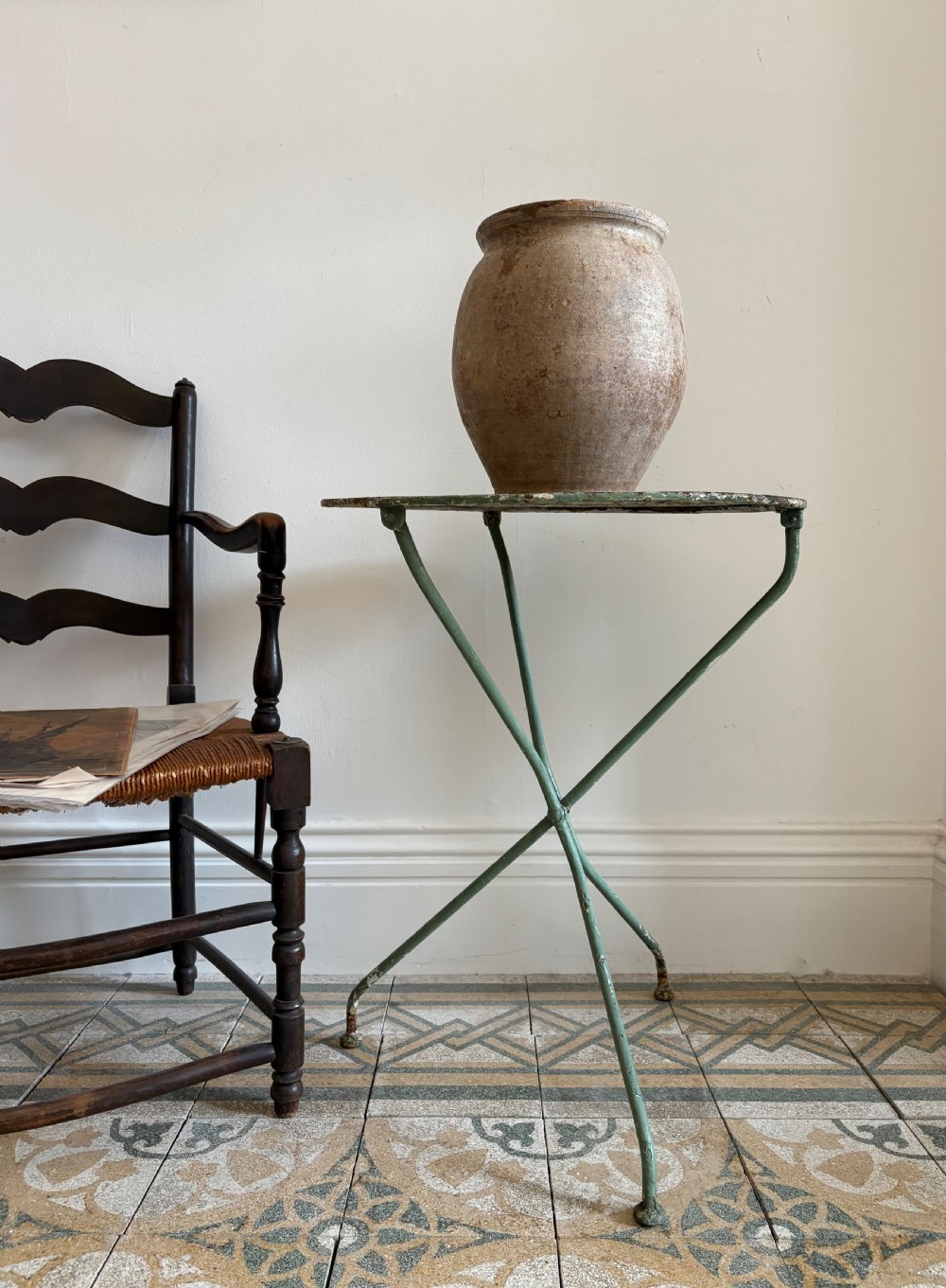 French Antique Wrought Iron Bistro Garden Table circa 1920s, 70cm tall View XVII
