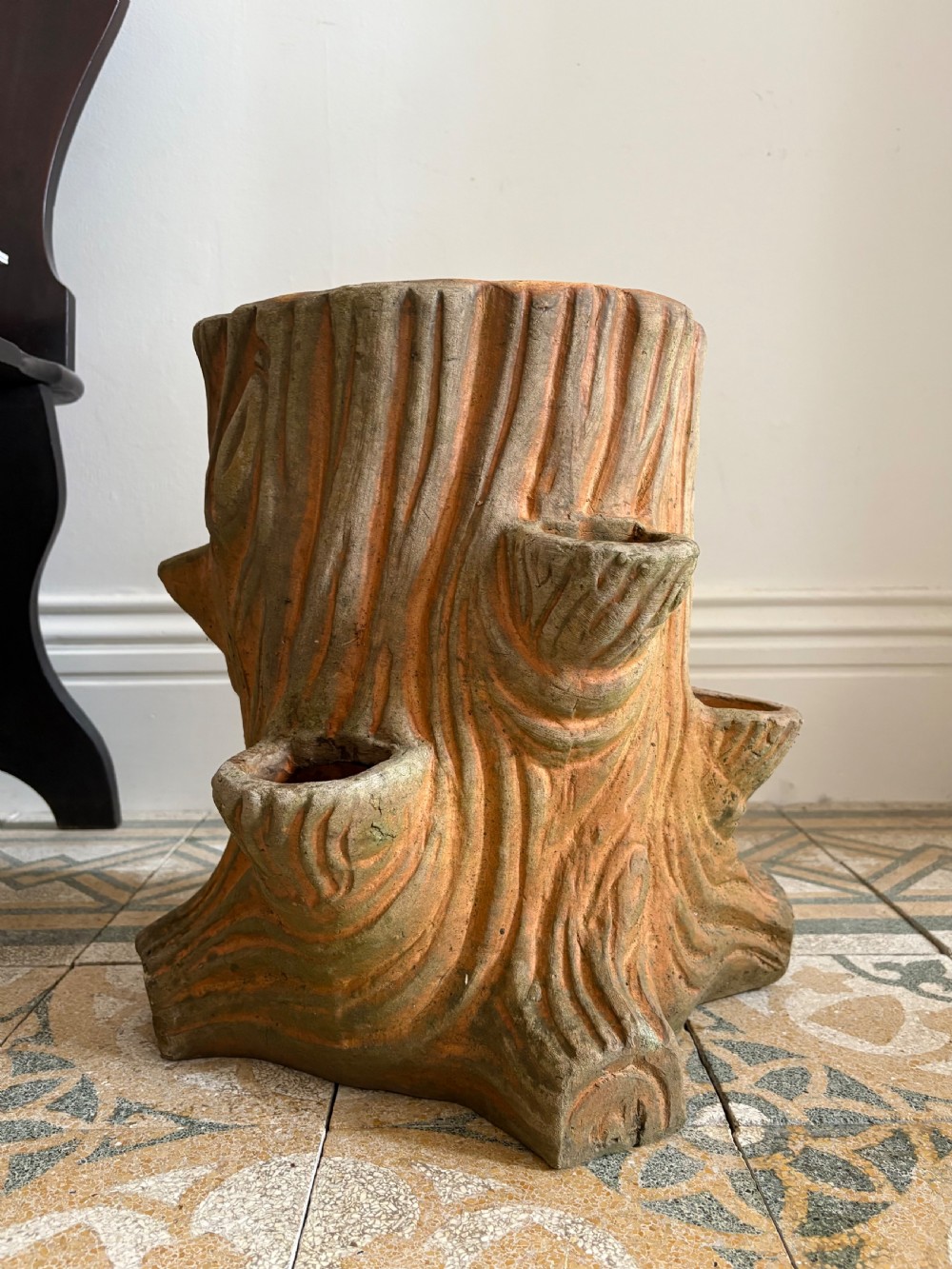 Faux Bois Buff Terracotta Antique Strawberry Planter 42cm, C1900