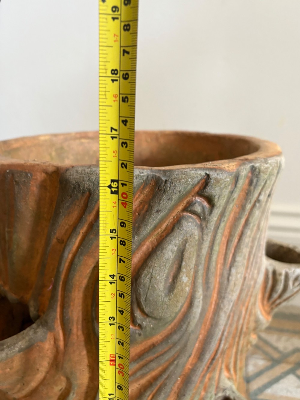 Faux Bois Buff Terracotta Antique Strawberry Planter 42cm, C1900 View X