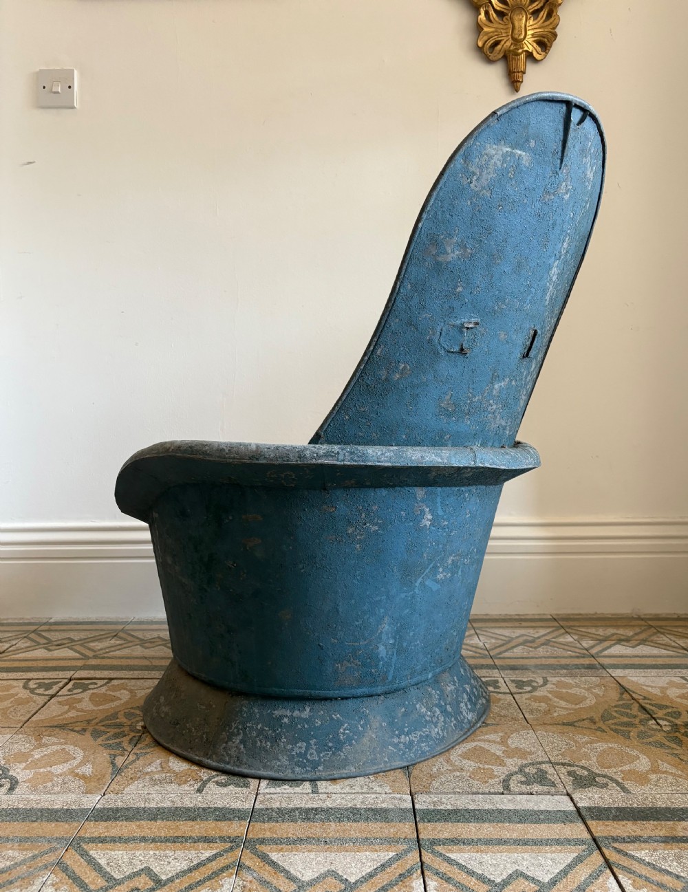 A 19th Century French Zinc Bath Tub or Planter, French Blue View V