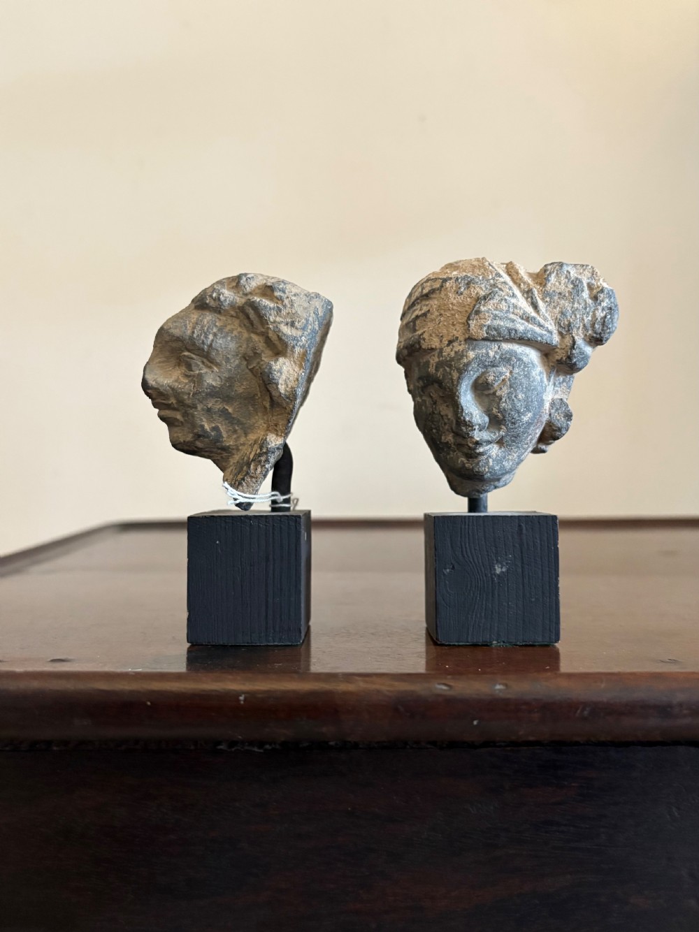 Ancient Roman Period Carved Limestone Busts, AD200, 11cm mounted. View II