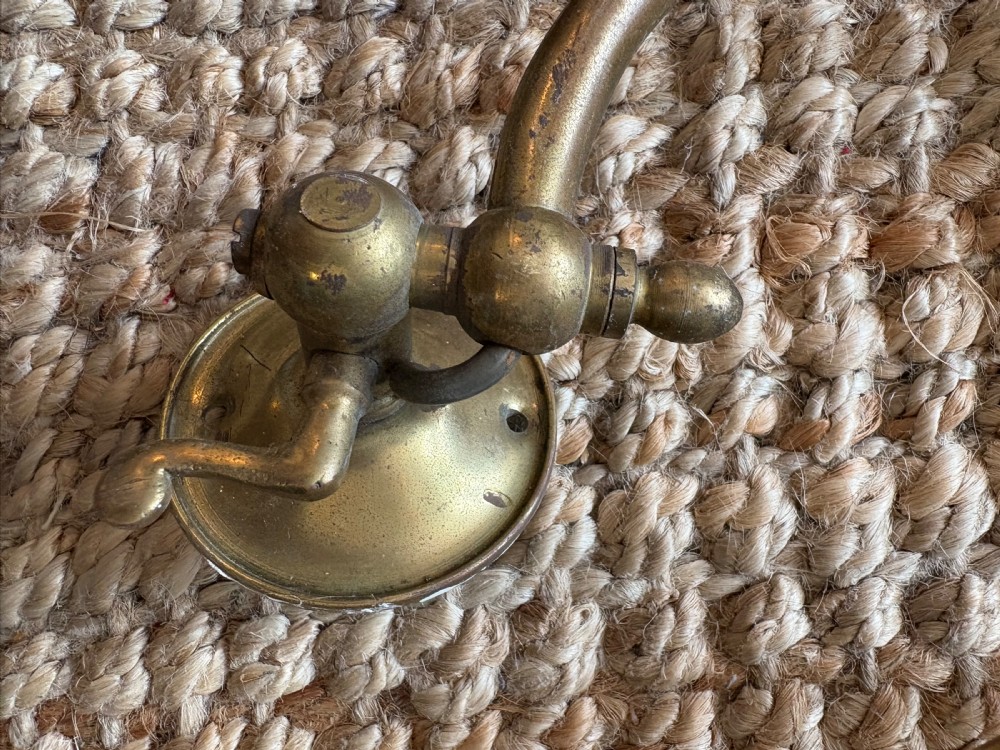 Pair of Architectural Antique Swan Neck Brass Wall Lights C1900, Adapted Gas Lights 30cm View IX