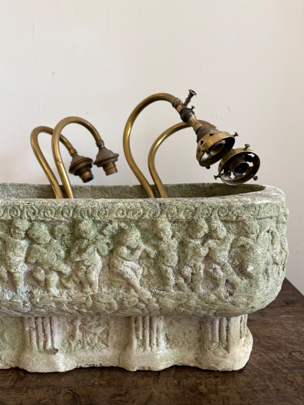 Pair of Architectural Antique Swan Neck Brass Wall Lights C1900, Adapted Gas Lights 30cm View XIV
