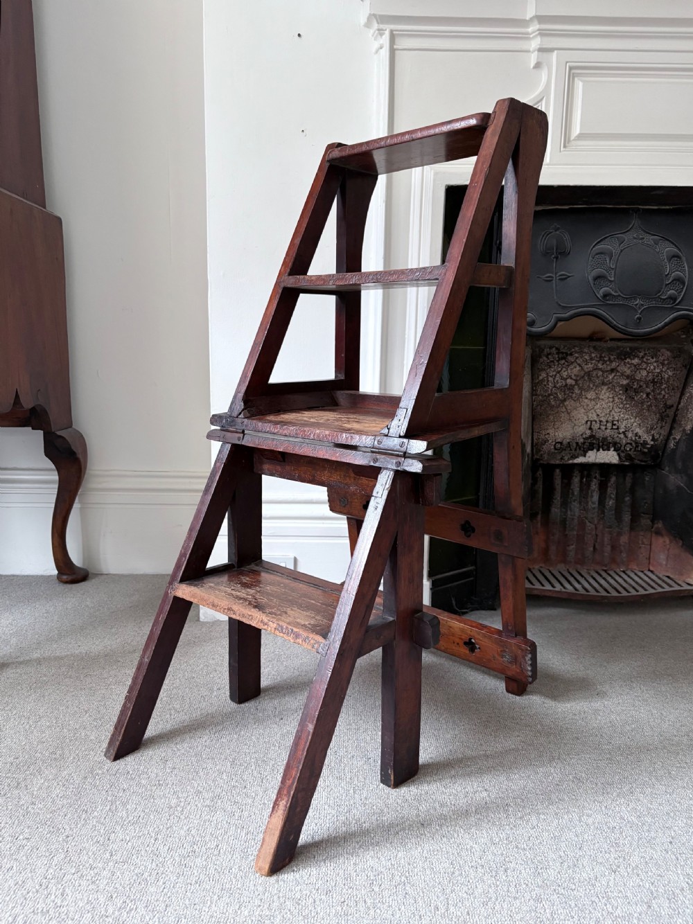 Late 19th Century Gothic Revival Metamorphic Chair to Library Steps C1880