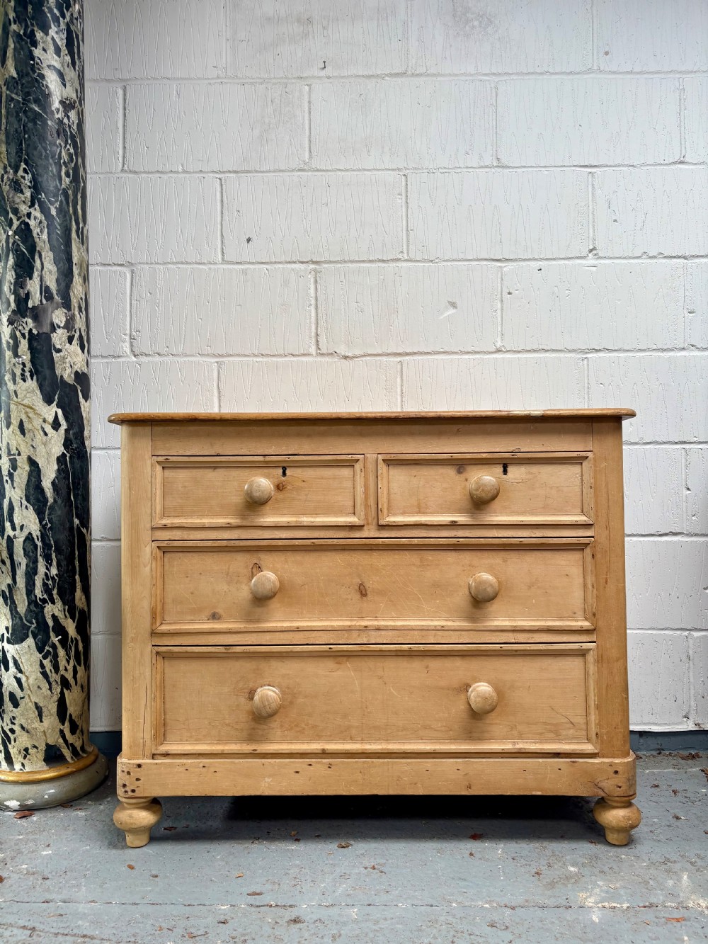 Late 19th Century Pine Chest of Drawers C1900 with Rounded Corners 95cm