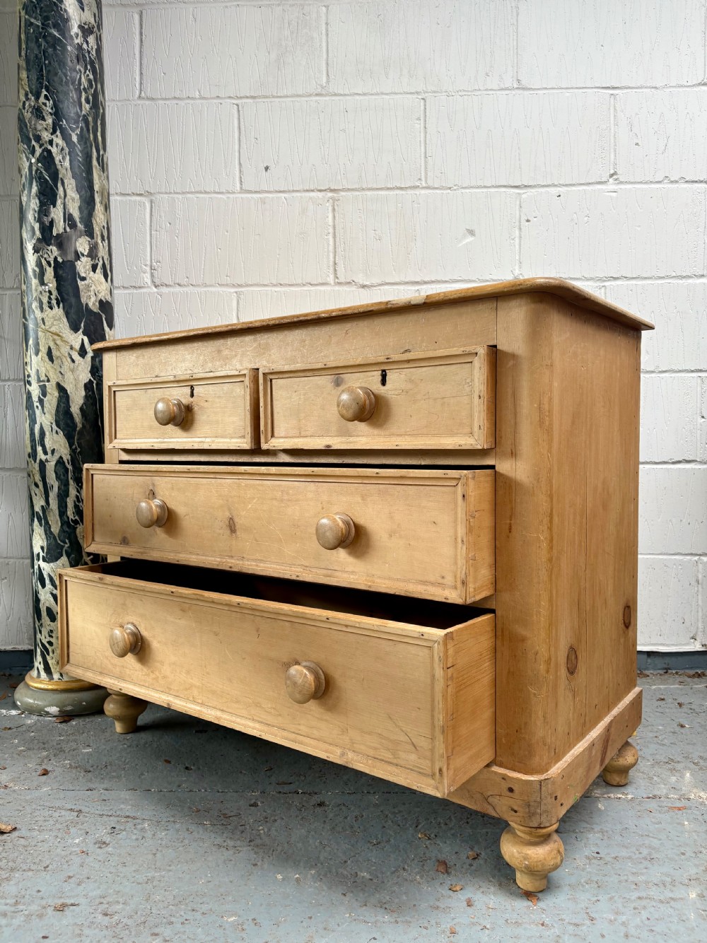Late 19th Century Pine Chest of Drawers C1900 with Rounded Corners 95cm View II