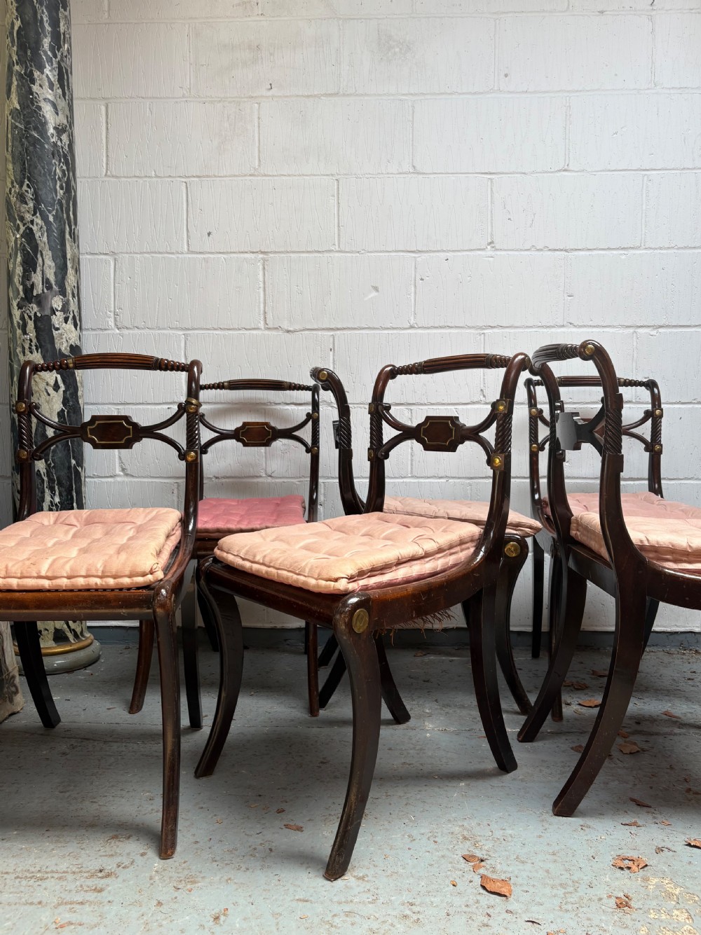 A Set of 6 Regency Dining Chairs, Sabre Leg Mahogany with Cane Seats C1820 View II