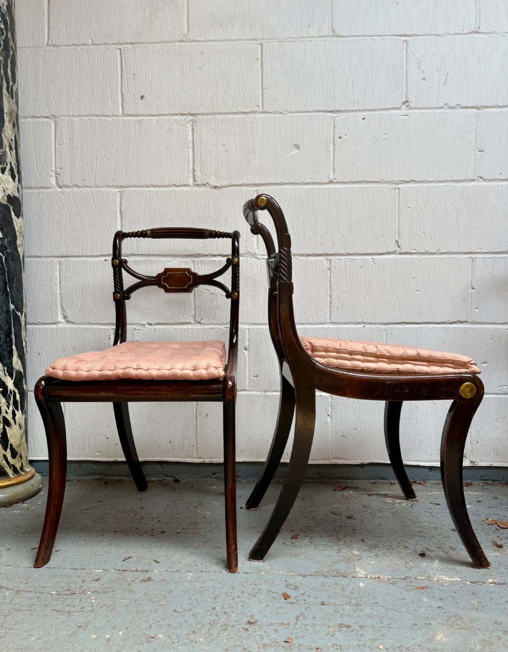 A Set of 6 Regency Dining Chairs, Sabre Leg Mahogany with Cane Seats C1820 View III
