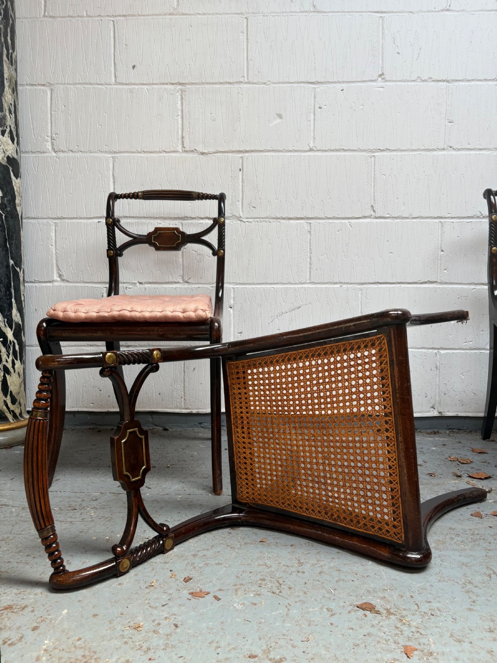 A Set of 6 Regency Dining Chairs, Sabre Leg Mahogany with Cane Seats C1820 View VI