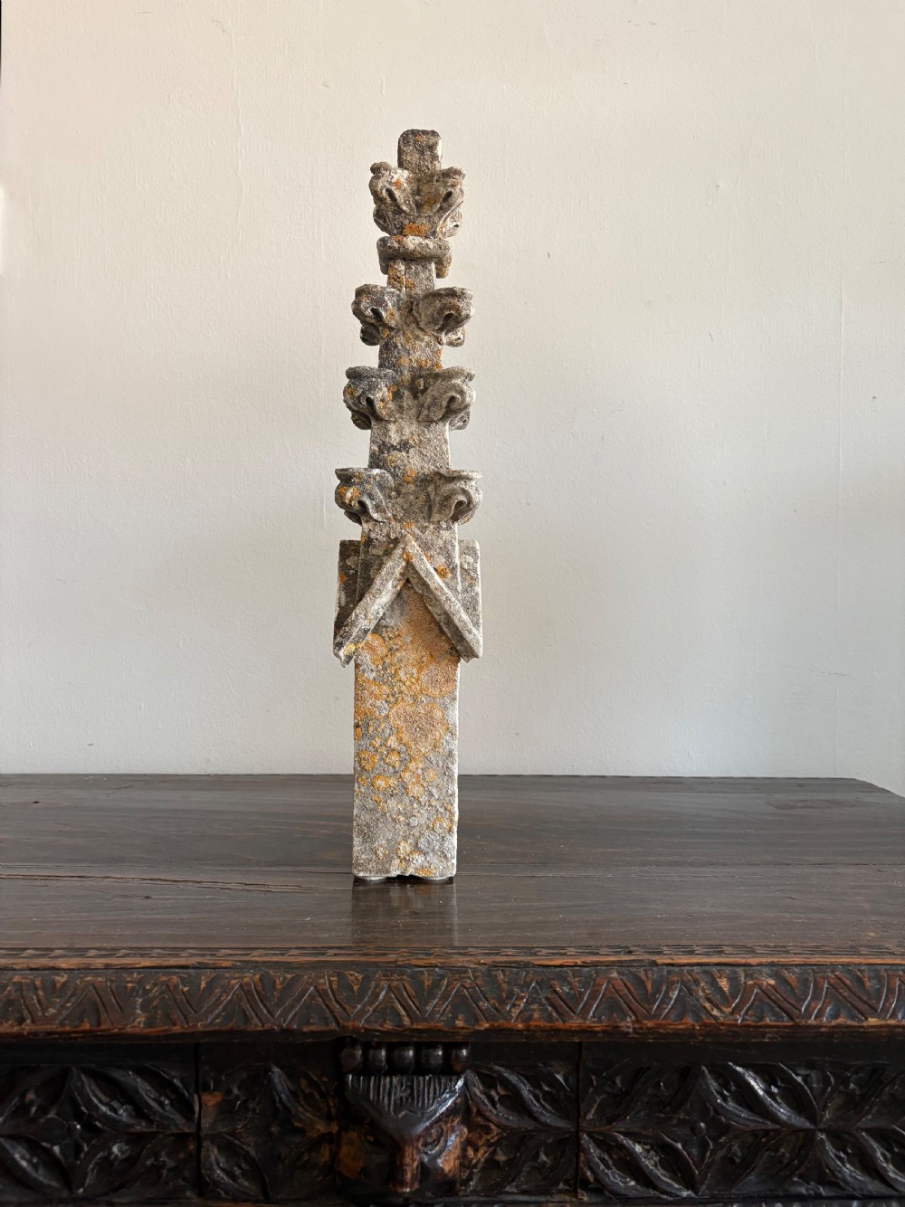 An 18th Century Carved Limestone Gothic Architectural Pinnacle 49cm View III