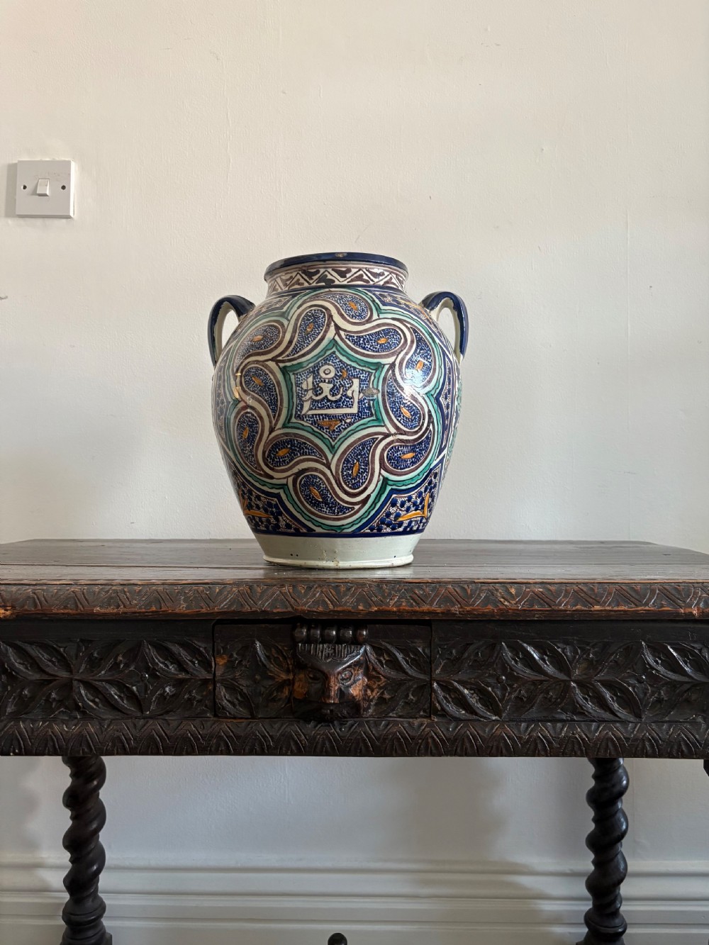 A Large Early 20th Century Moroccan Hand Painted Islamic Pot, circa 1920s, 33cm View V