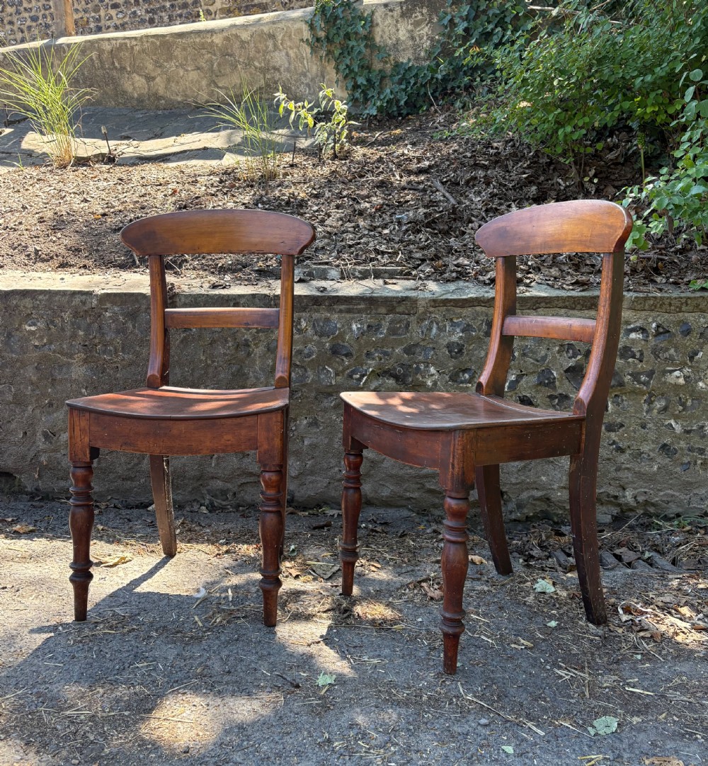 A Pair of Early 19th Century, Regency Fruitwood Country Chair C1820, Dish Seat View VI