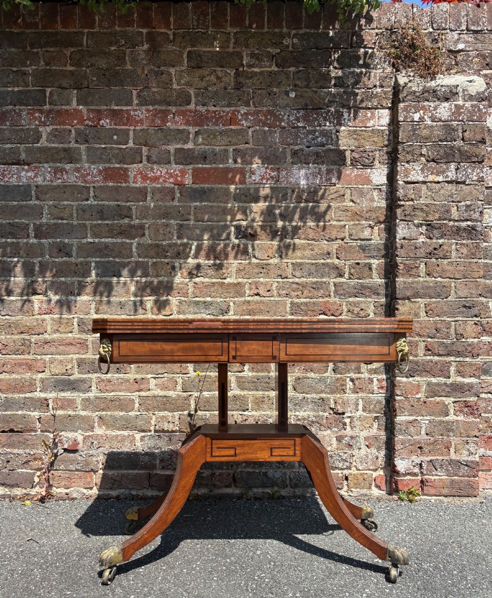 A Regency Brass Mounted Mahogany and Ebony Inlaid Card Table C1815, Greek Key View II