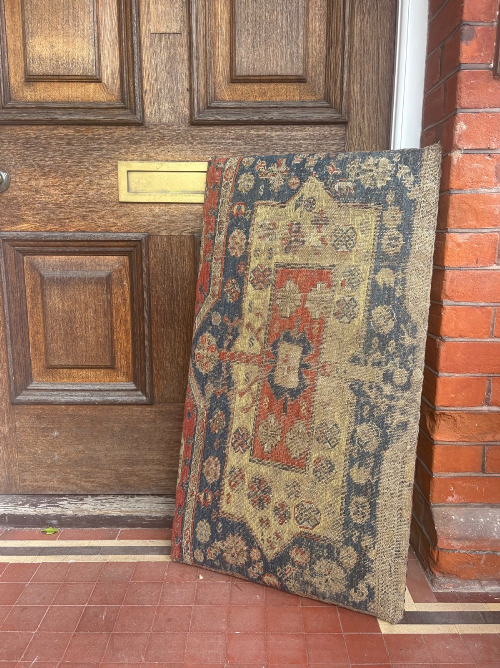 An Early 20th Century Kilim Rug Ottoman Blanket Box, 100cm, Brass Studded View V