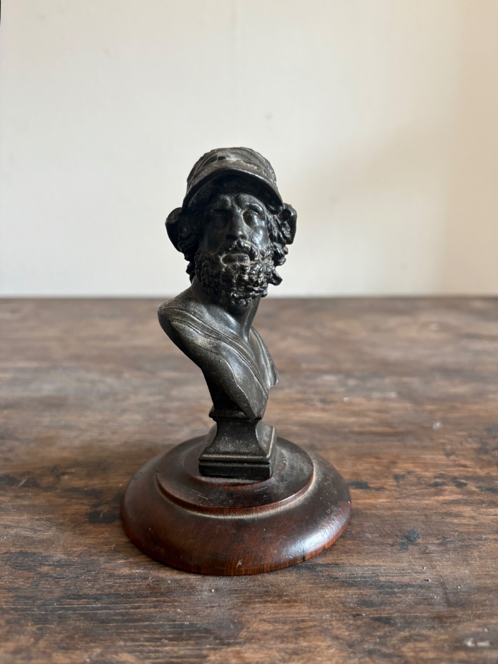 A 19th Century Grand Tour Bronze Bust, Ajax on Wood Base, 13cm tall View II