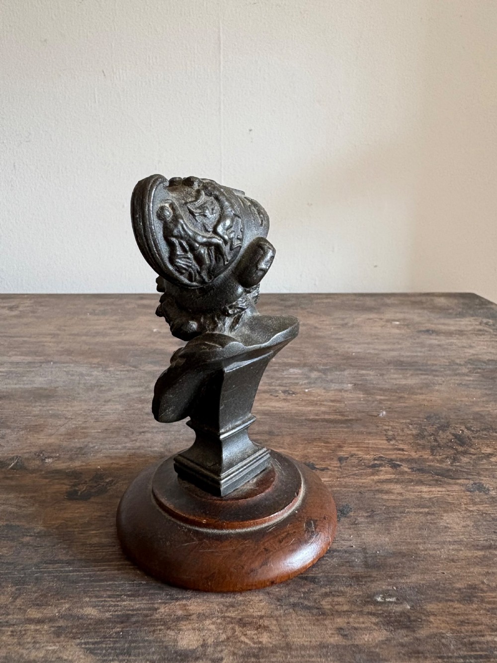 A 19th Century Grand Tour Bronze Bust, Ajax on Wood Base, 13cm tall View IV