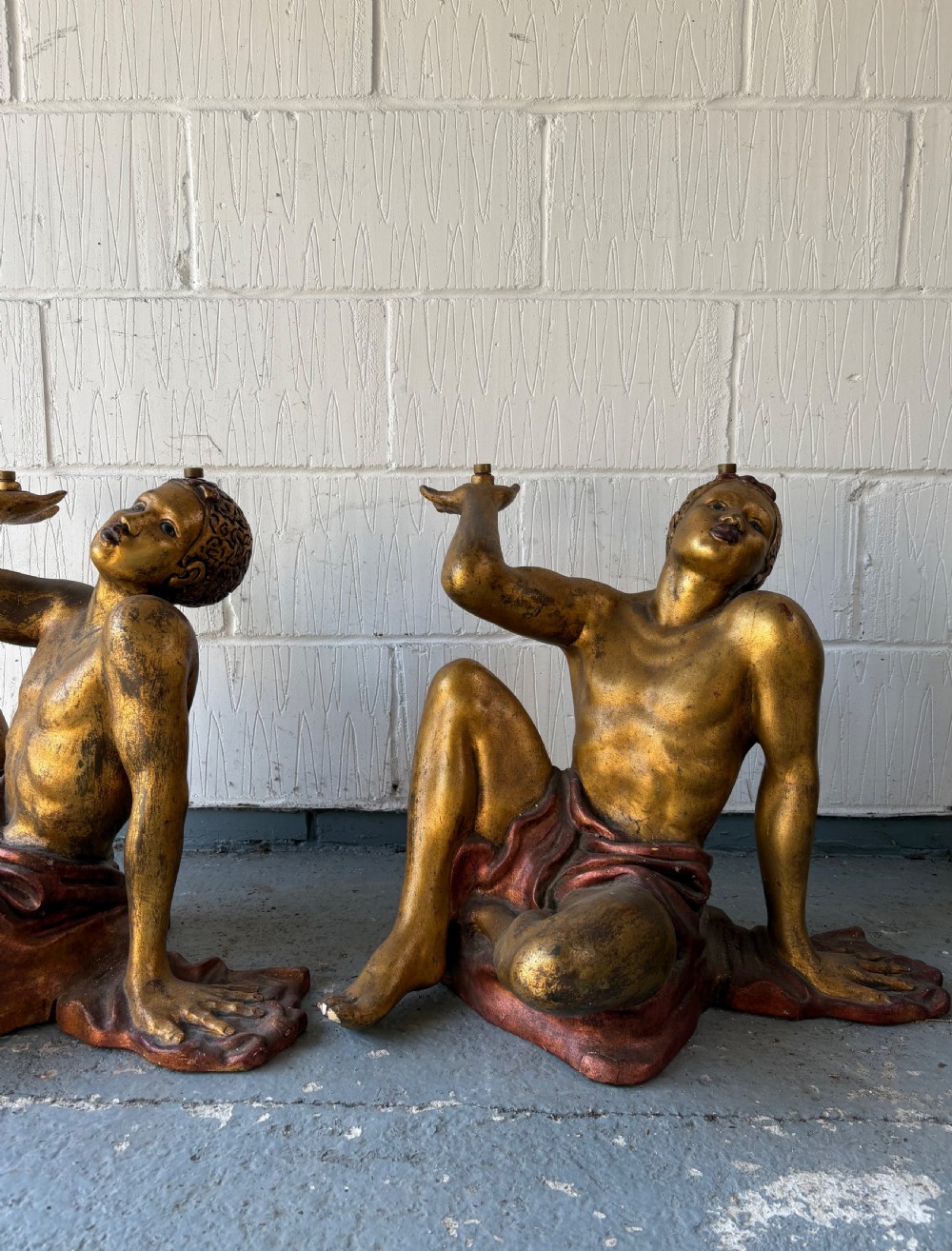 A Pair of Early 20th Century, C1920, Venetian Hand Carved Giltwood Blackamoor Table Bases View VI