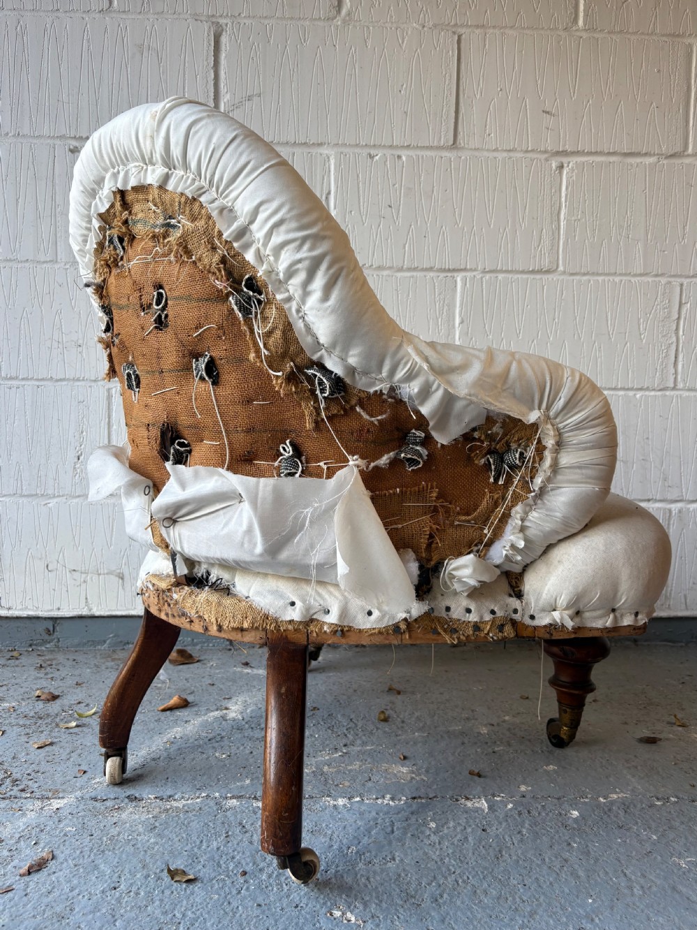 A 19thC English Button Back Salon or Conversation Chair, C1880, Part Upholstery View VI