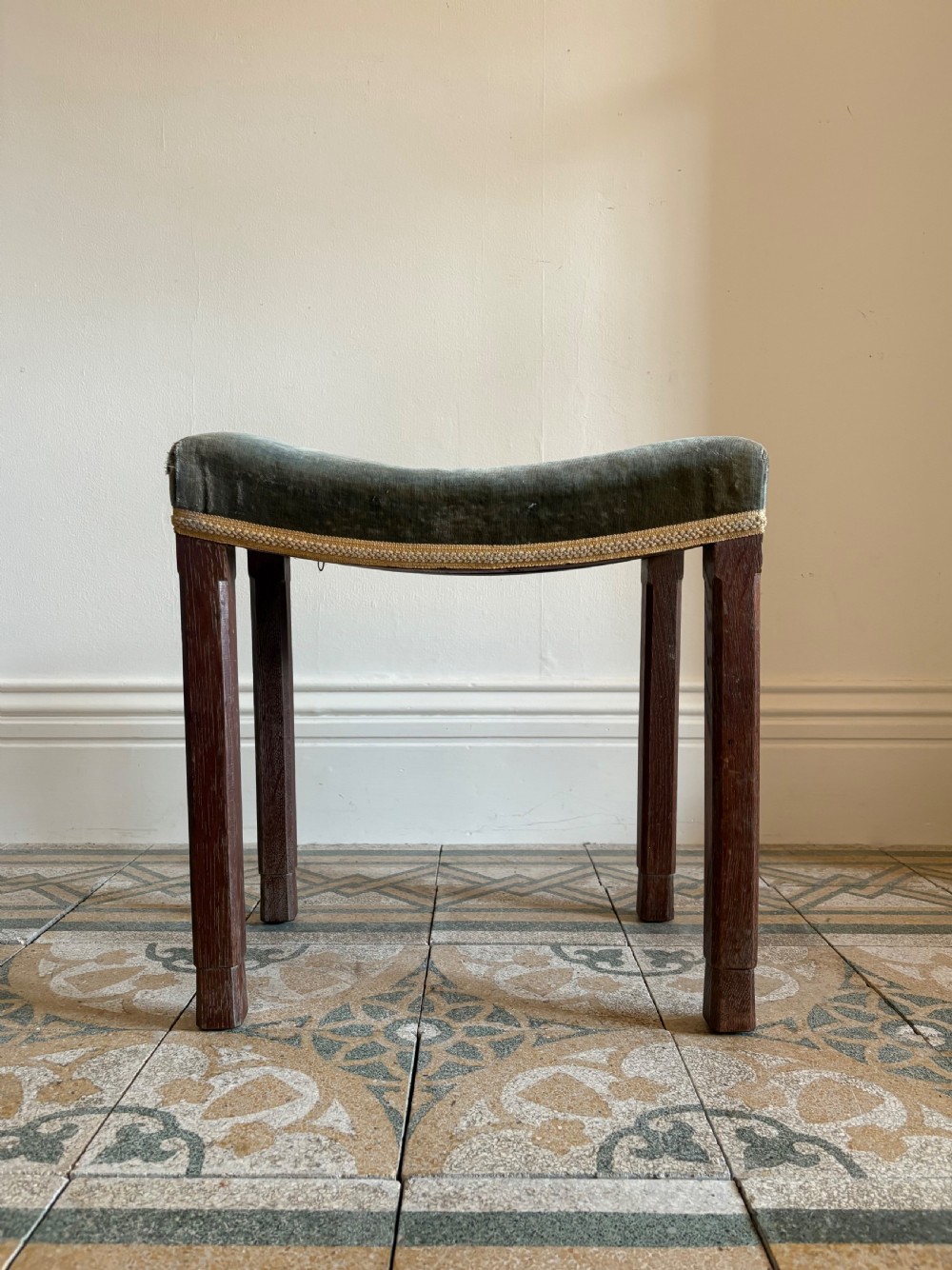 Original King George VI Coronation Stool 1937 Limed Oak By Waring & Gillow