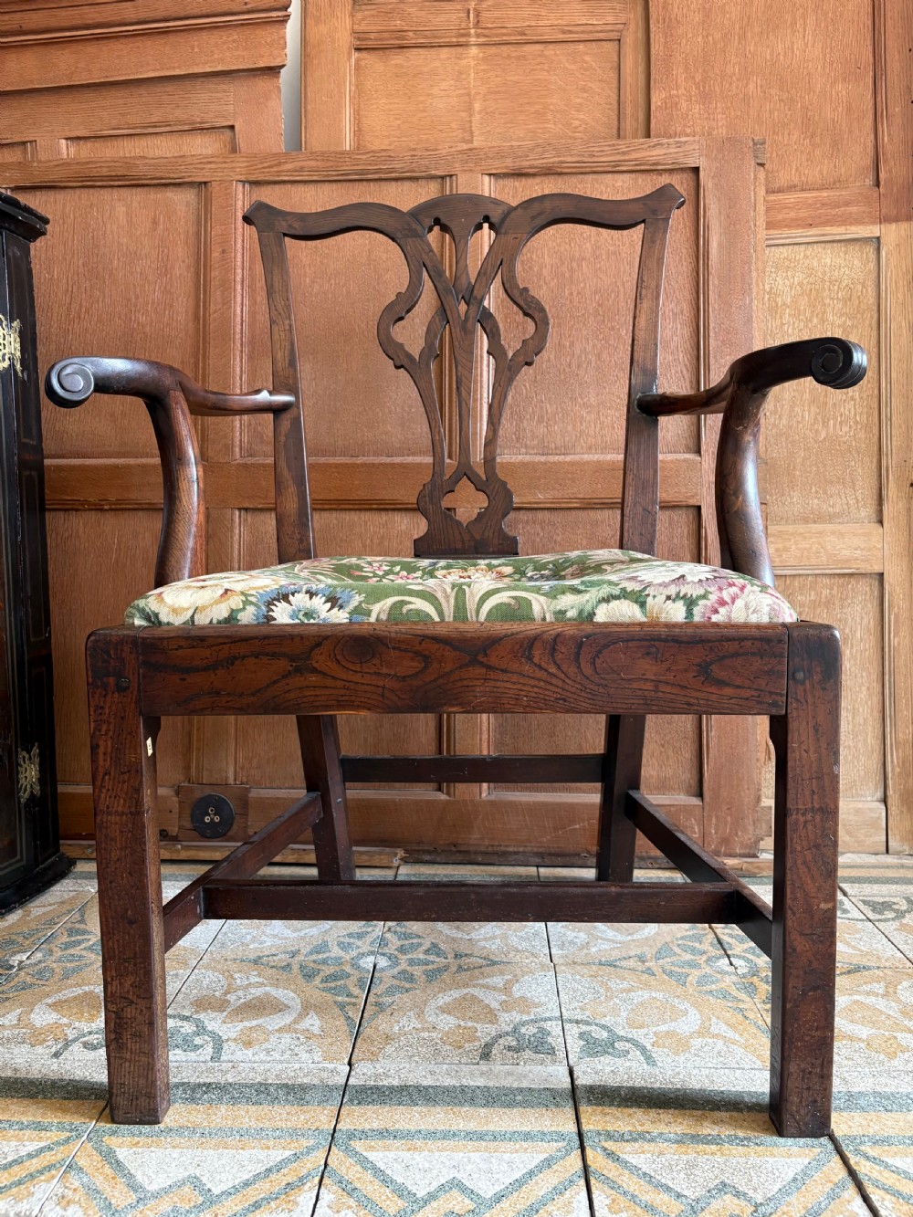 A Chippendale Style, George 111 Elm Elbow Chair with Drop-in Seat, C1800 View II