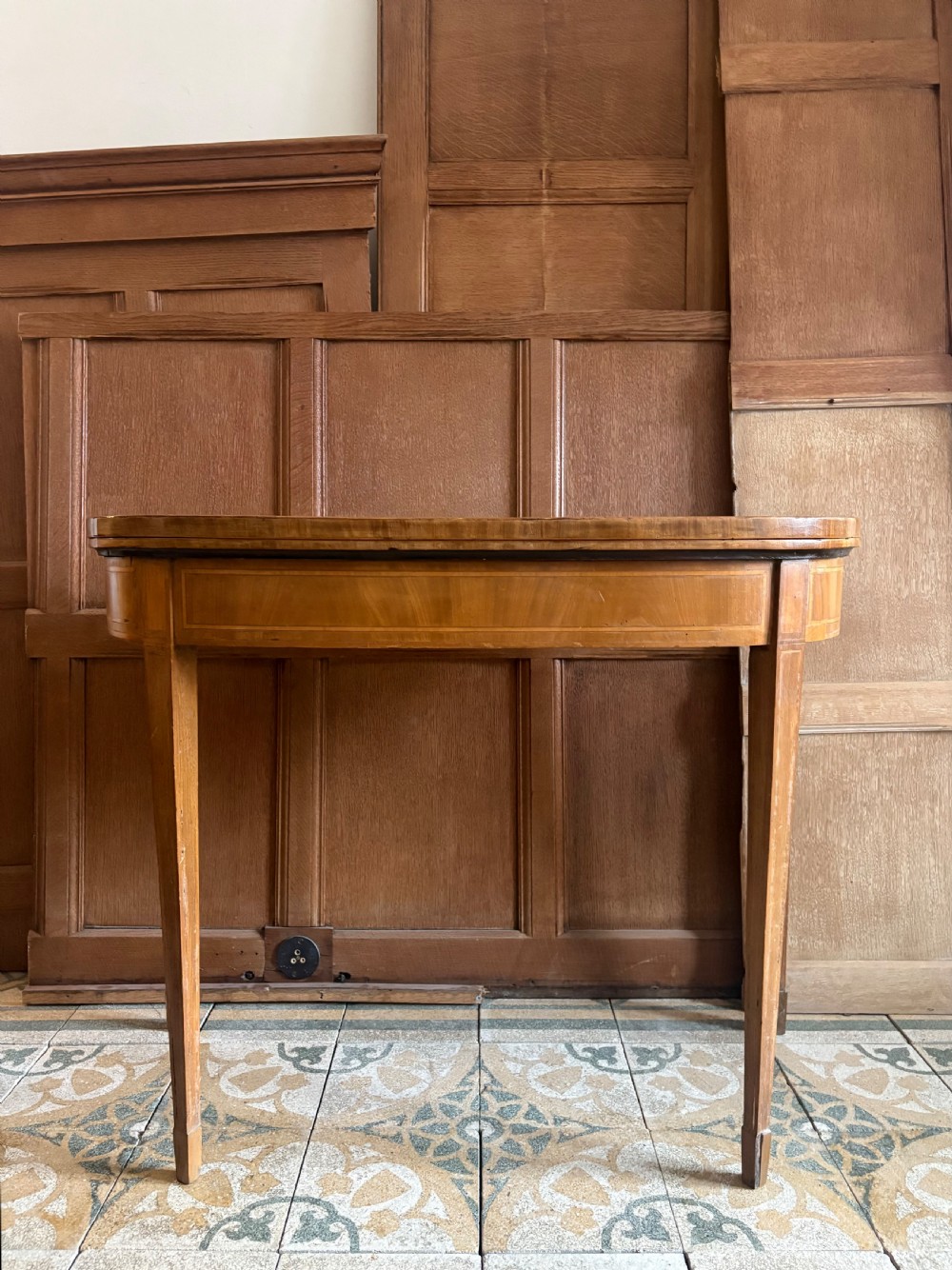 A George 111 Satinwood and Rosewood, Demi Lune Card Table, Hepplewhite Period View VII