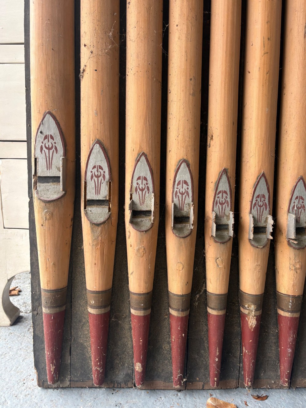 Pair of 19thC Church Organ Architectural Panels, Hand Made Simulated Pipes 187cm View IX
