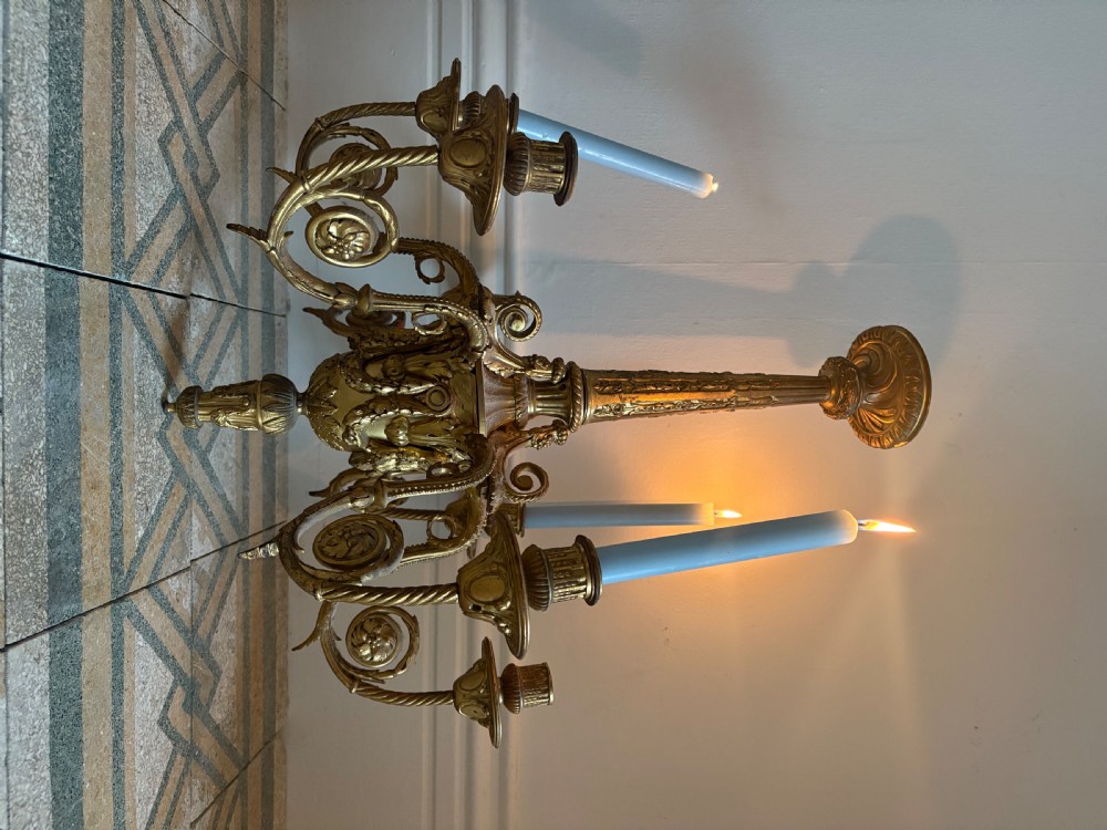 French 19th Century Gilt Bronze 6 Branch Chandelier 60cm tall electric or candle View XII