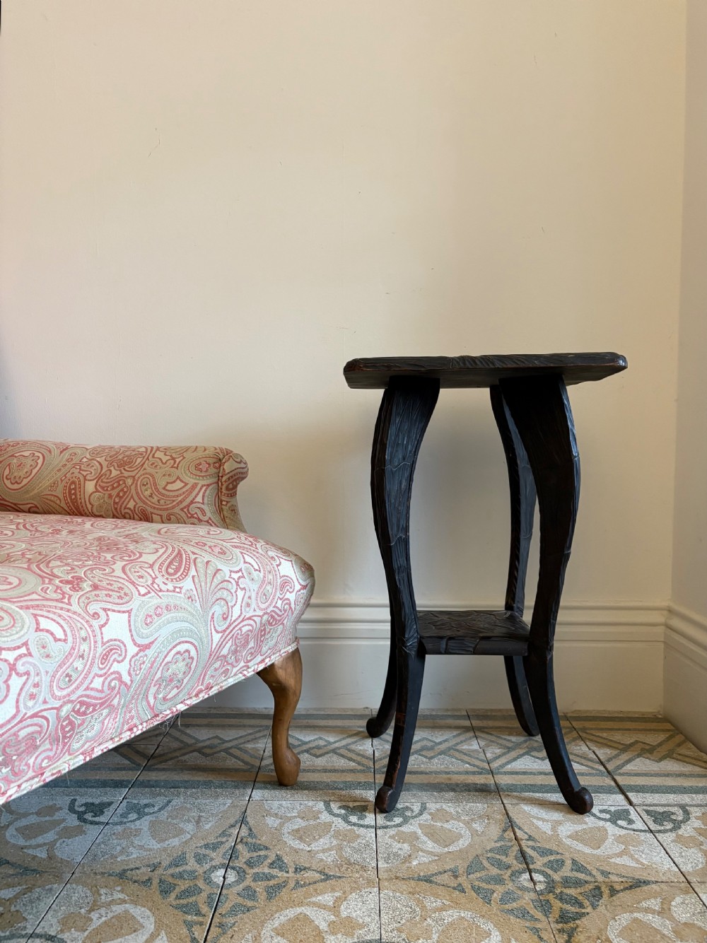 A Liberty Arts and Crafts, Japanese Lily Pad Carved Side Table, C1900