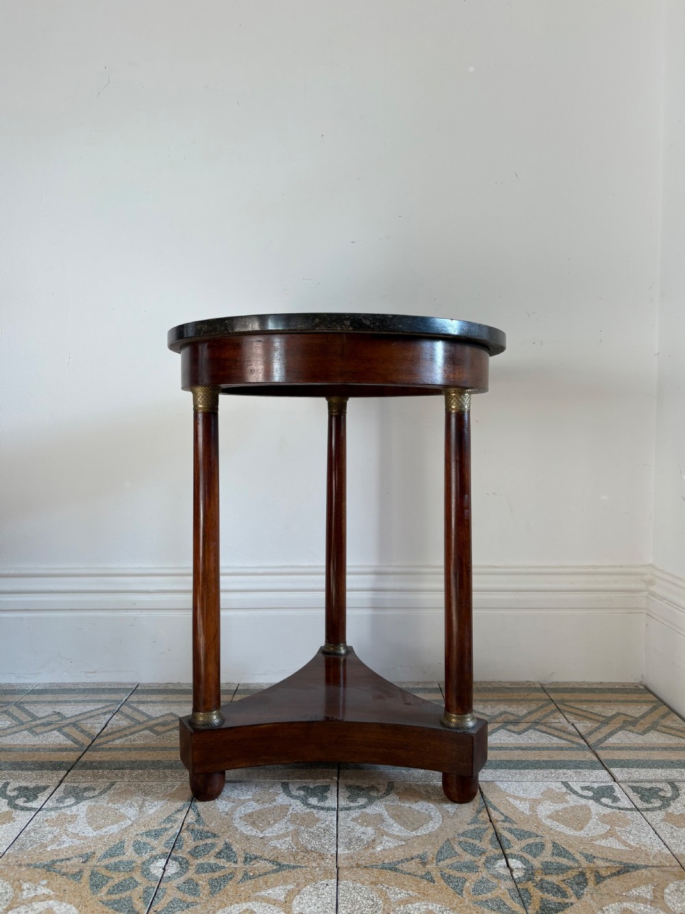 A French Empire Revival Mahogany Gueridon C1900 Marble Top Triform Base 50cm dia