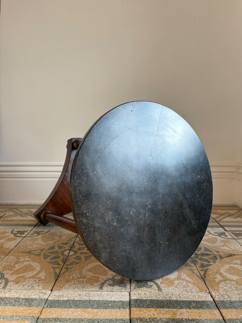 A French Empire Revival Mahogany Gueridon C1900 Marble Top Triform Base 50cm dia View III