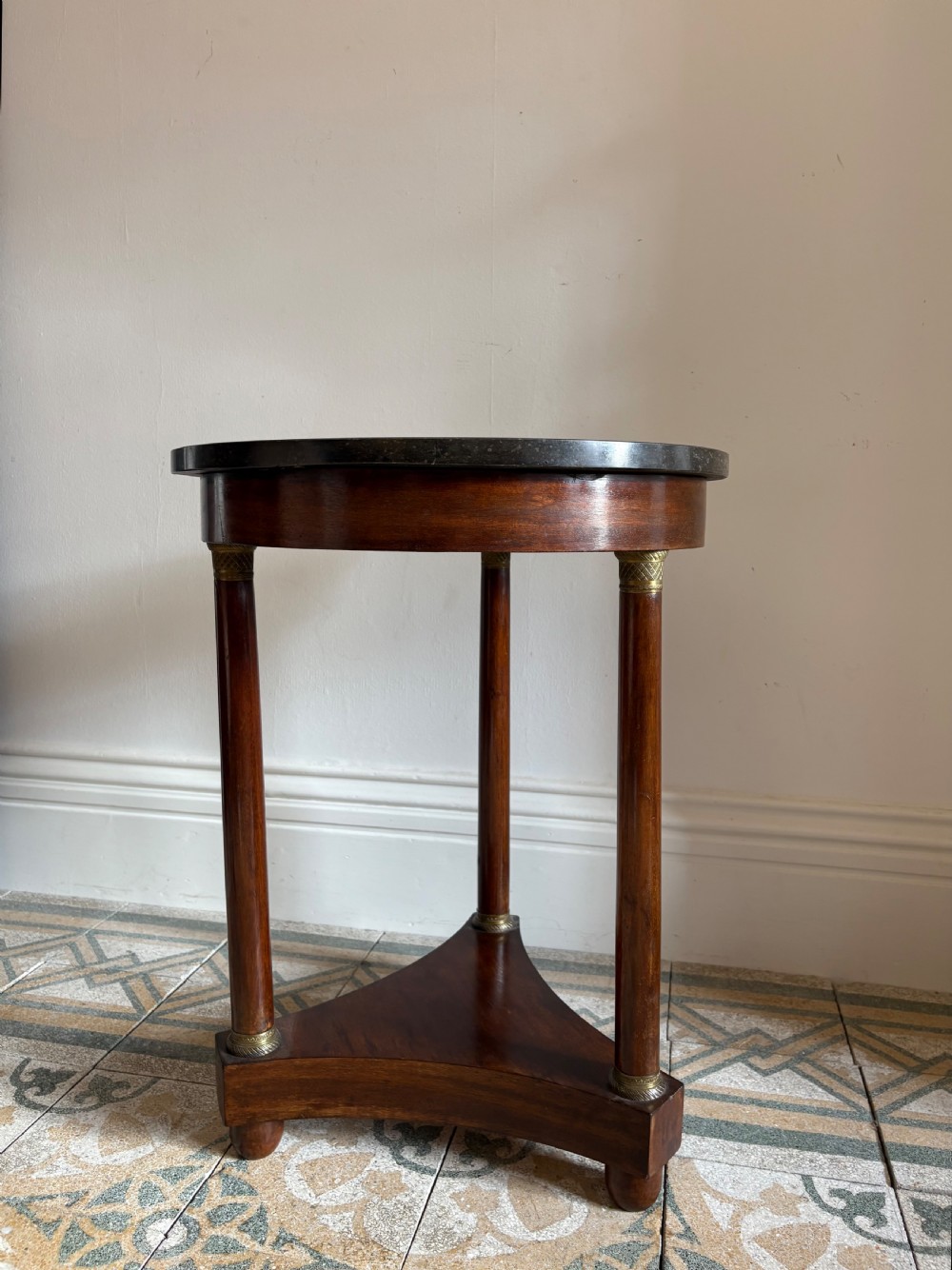 A French Empire Revival Mahogany Gueridon C1900 Marble Top Triform Base 50cm dia View VI