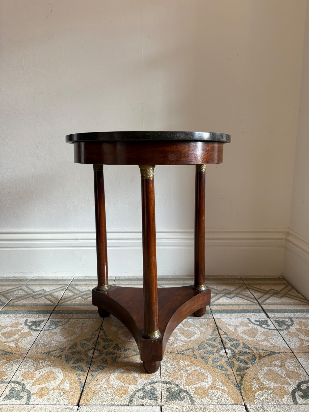 A French Empire Revival Mahogany Gueridon C1900 Marble Top Triform Base 50cm dia View VII