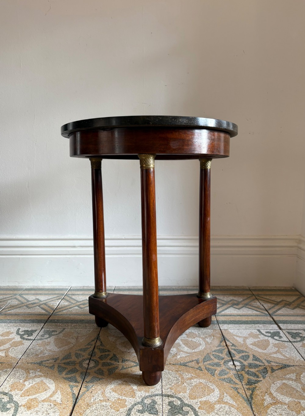 A French Empire Revival Mahogany Gueridon C1900 Marble Top Triform Base 50cm dia View VIII