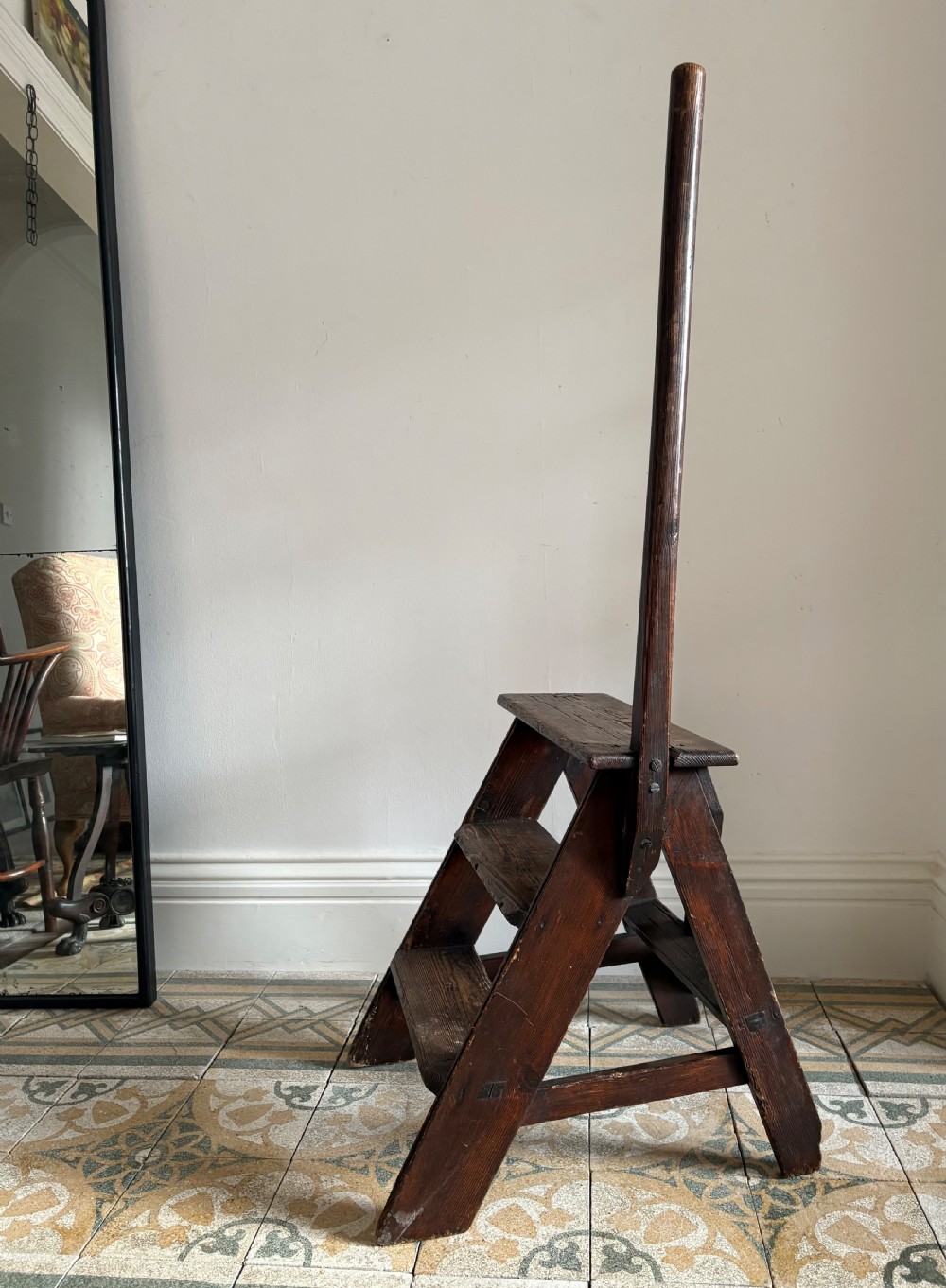A Pair of 19th Century Pine Antique Library Steps View III