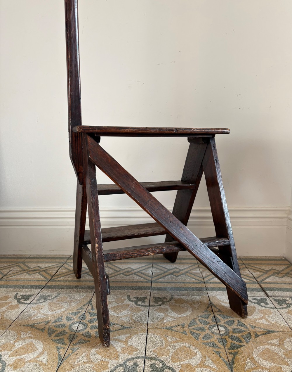 A Pair of 19th Century Pine Antique Library Steps View V