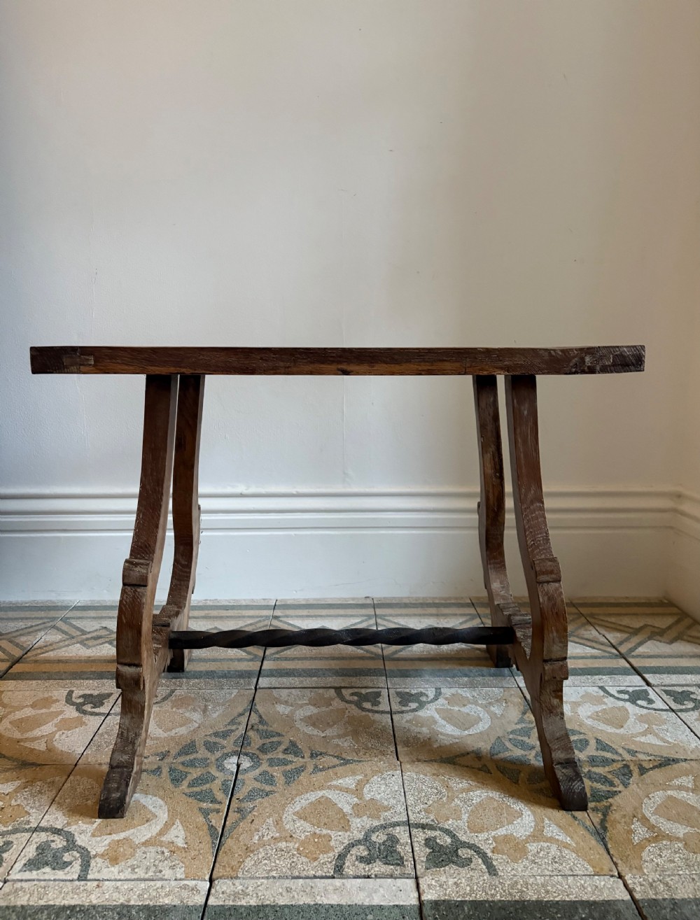 Early 20thC Spanish Style Arts and Crafts Fratino Limed Oak Side Table 64cm View III