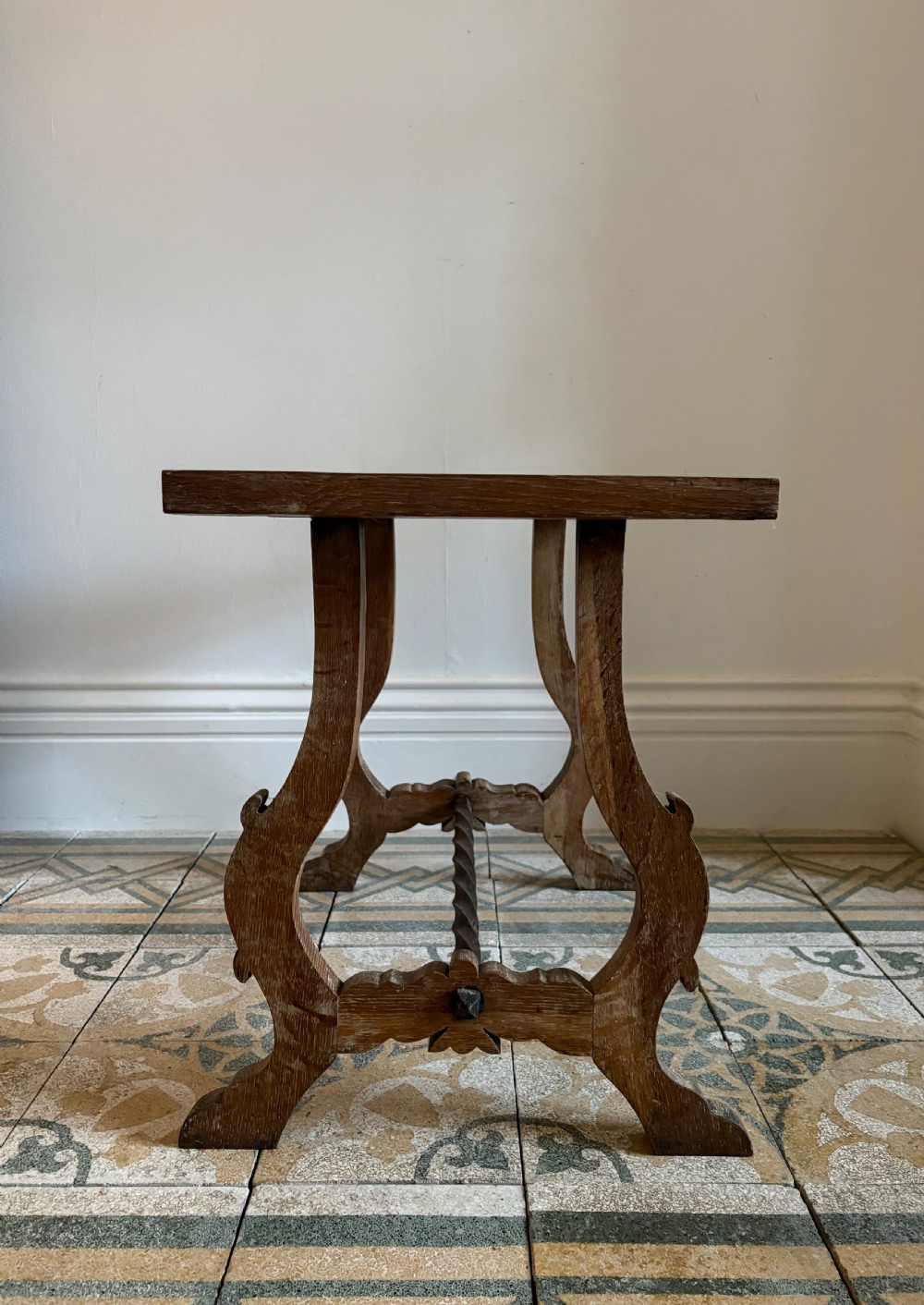 Early 20thC Spanish Style Arts and Crafts Fratino Limed Oak Side Table 64cm View VI