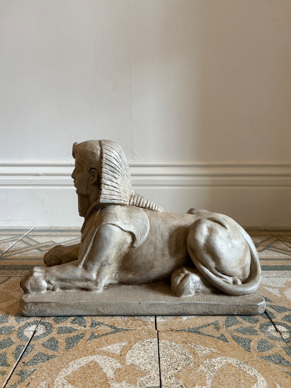 Egyptian Revival Early 20th Century Solid Plaster Sphinx Statue, 48cm View II
