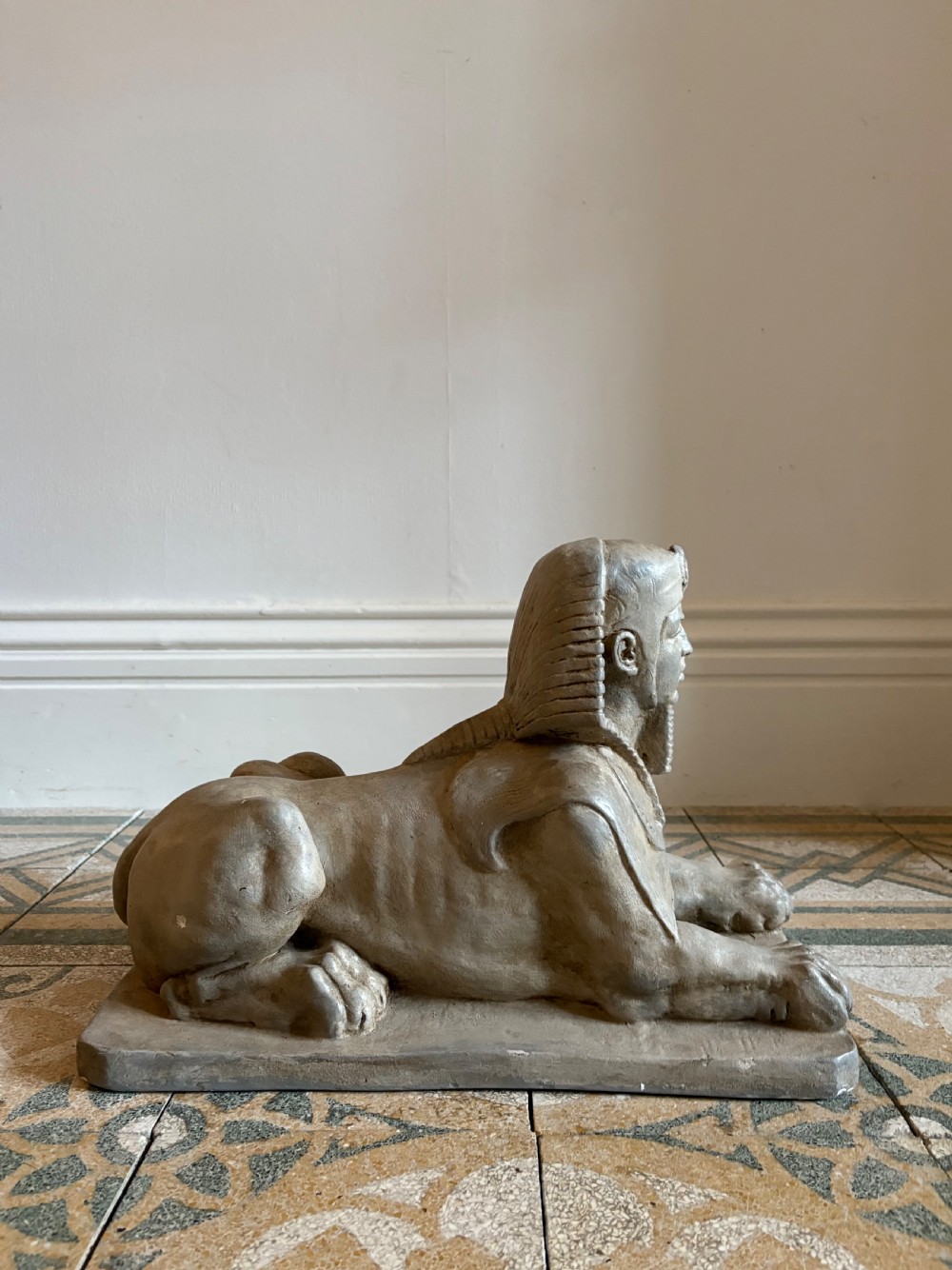 Egyptian Revival Early 20th Century Solid Plaster Sphinx Statue, 48cm View IX