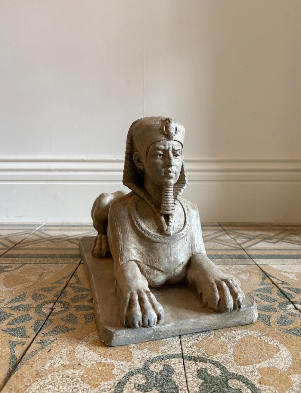 Egyptian Revival Early 20th Century Solid Plaster Sphinx Statue, 48cm View X