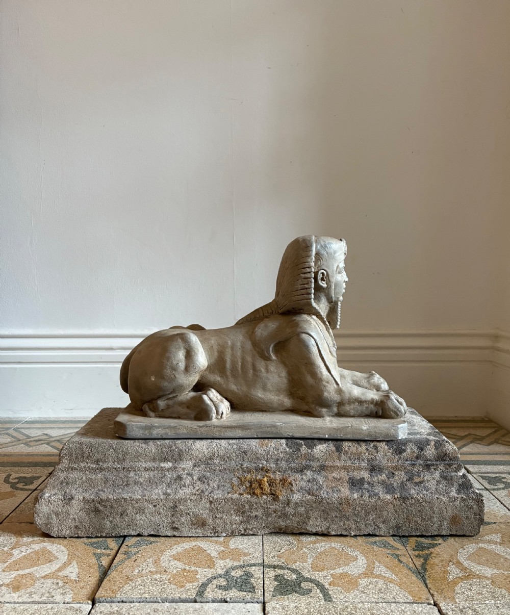 Egyptian Revival Early 20th Century Solid Plaster Sphinx Statue, 48cm View XII