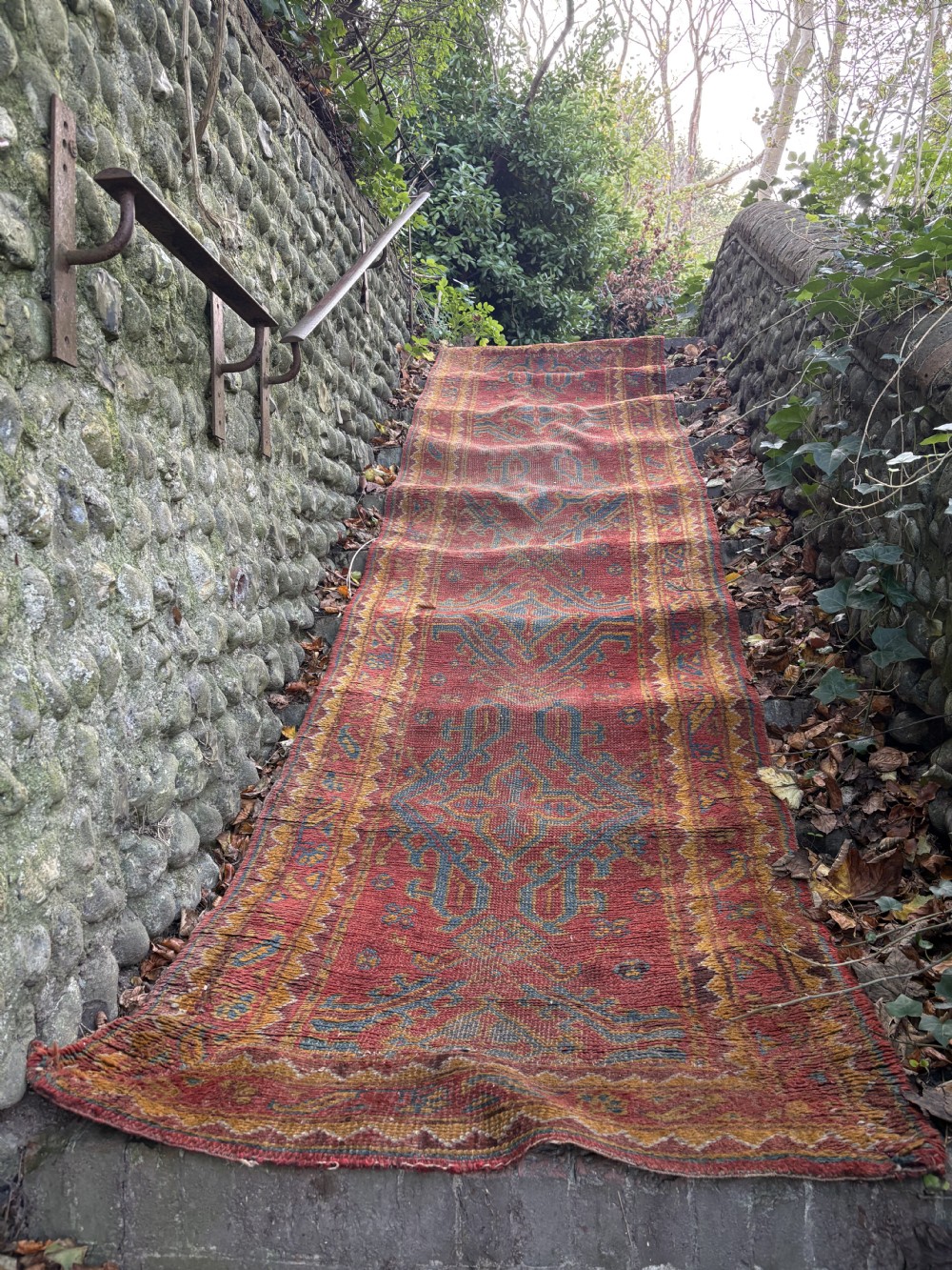 Antique Oushak Country House Runner, Turkish Carpet C1900s, 398cm x 98cm View V