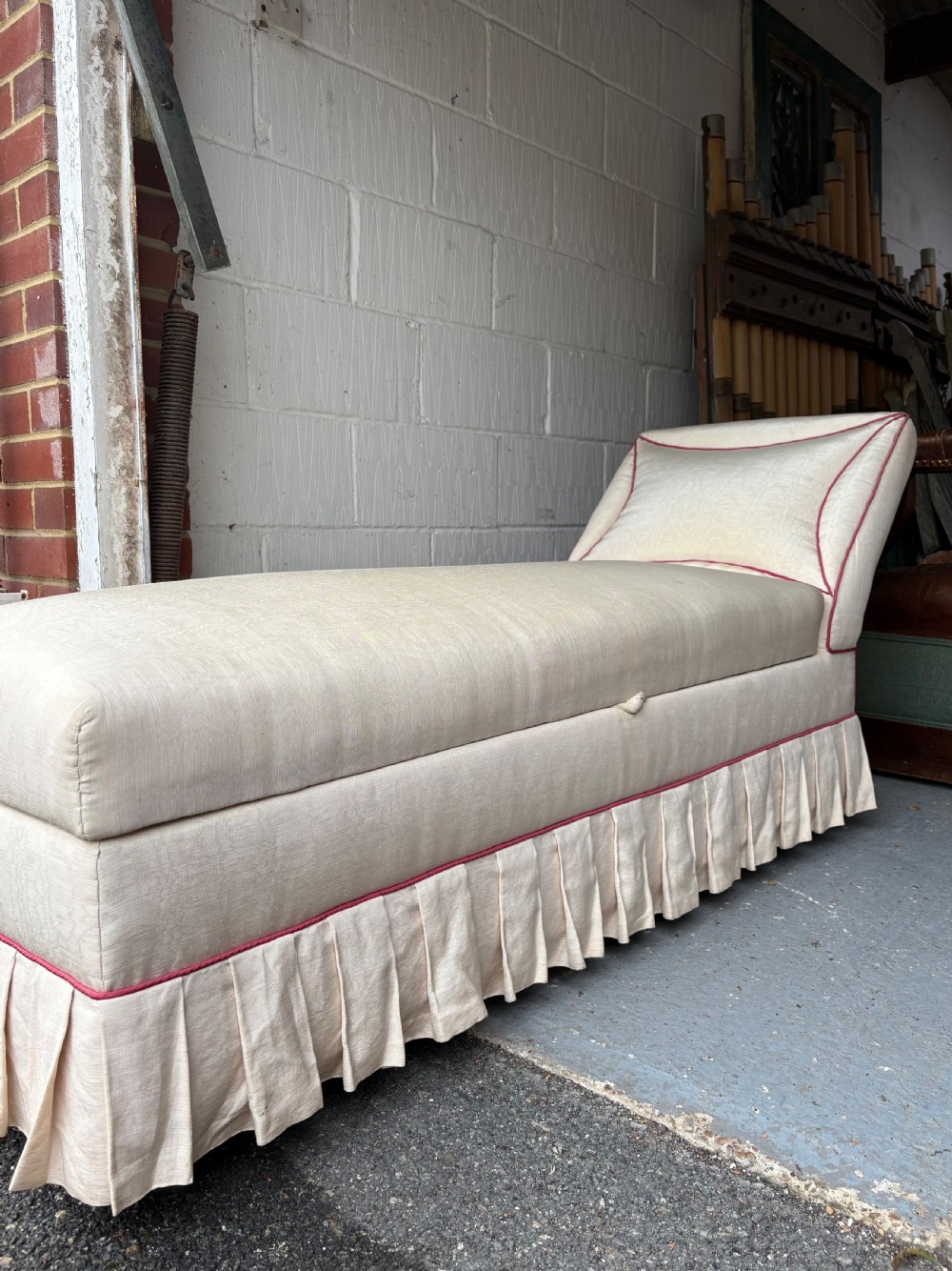 Early 20th Century Ottoman Daybed or Chaise Longue with Storage, 165cm, C1920-30 View VIII