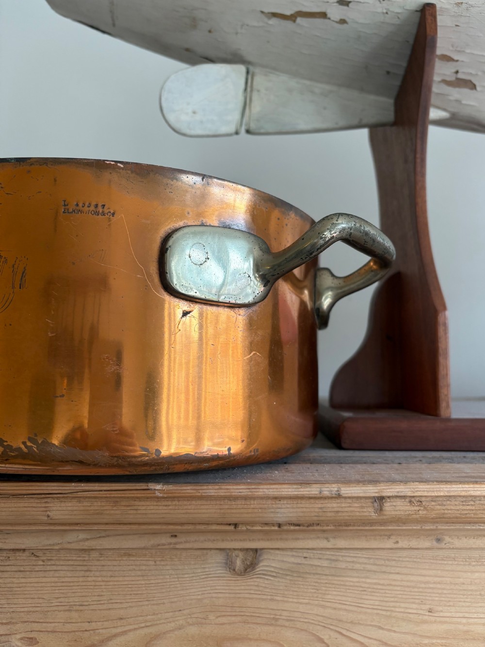 A Large Elkington and Co Copper Pan, Nickel Handles C1900, 26cm diameter  View II