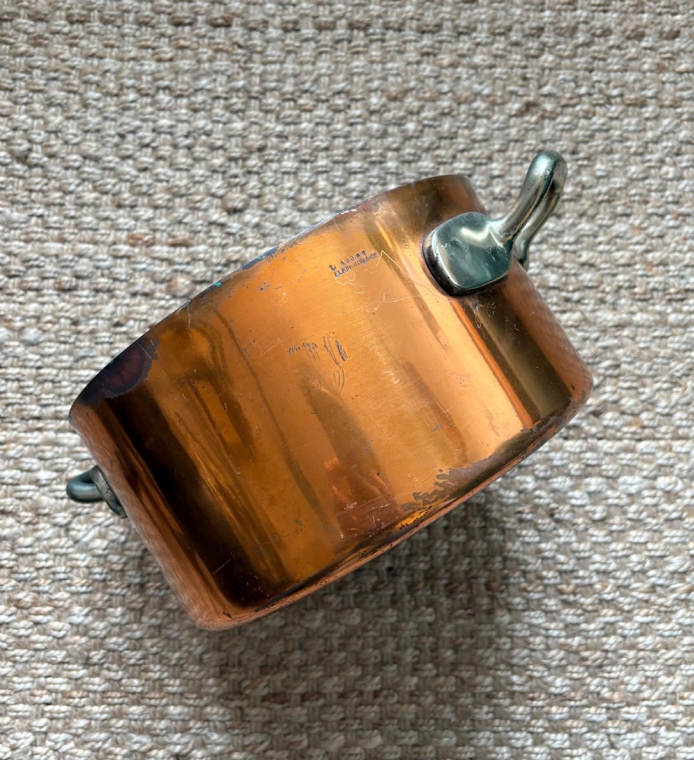 A Large Elkington and Co Copper Pan, Nickel Handles C1900, 26cm diameter  View VI