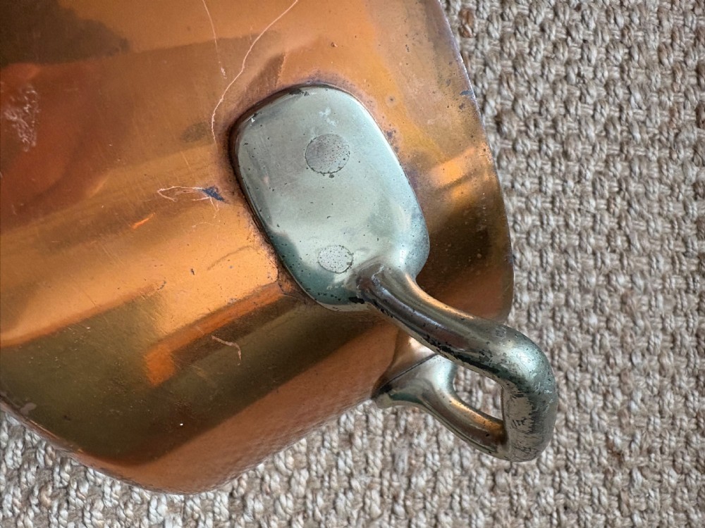 A Large Elkington and Co Copper Pan, Nickel Handles C1900, 26cm diameter  View VII
