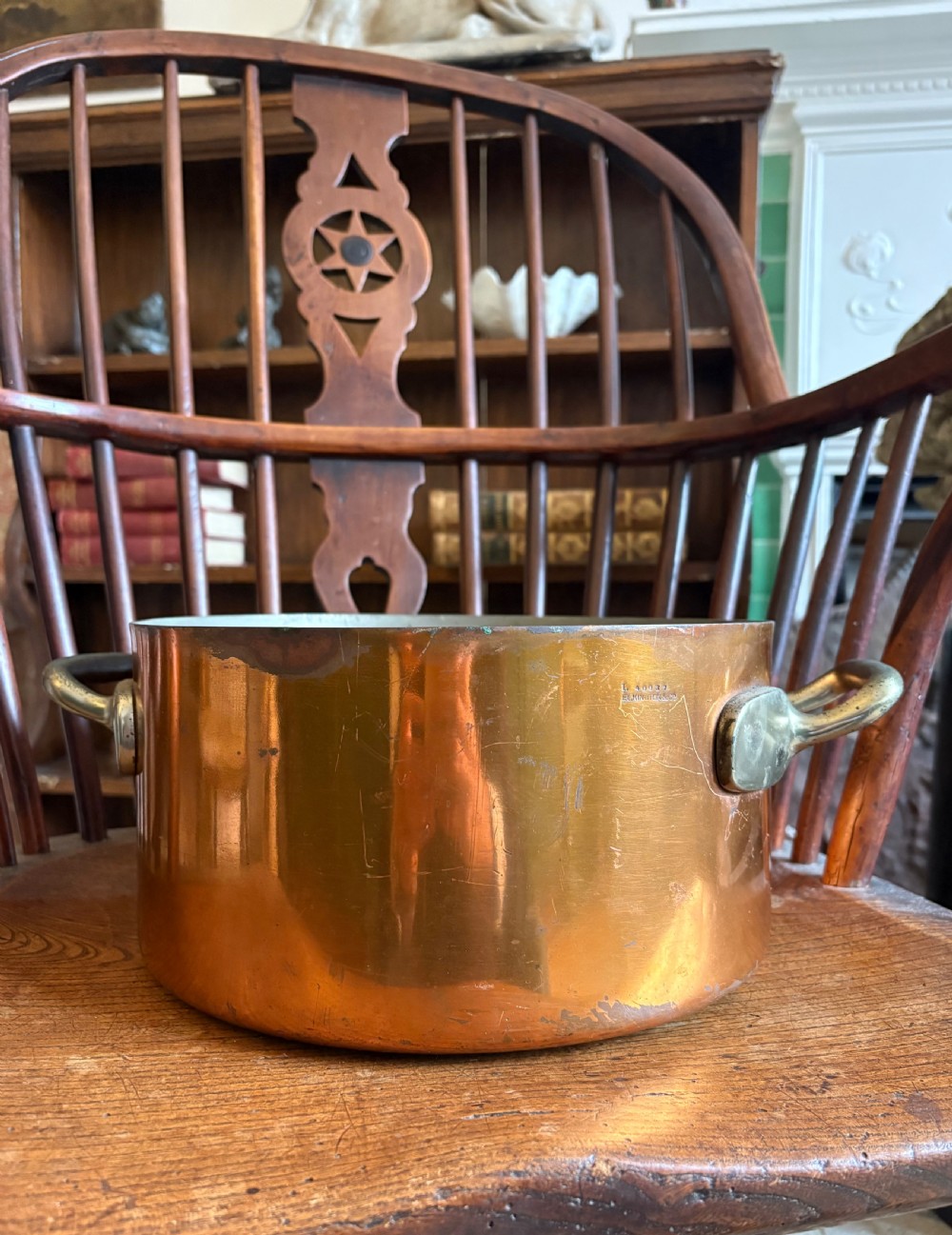 A Large Elkington and Co Copper Pan, Nickel Handles C1900, 26cm diameter  View IX