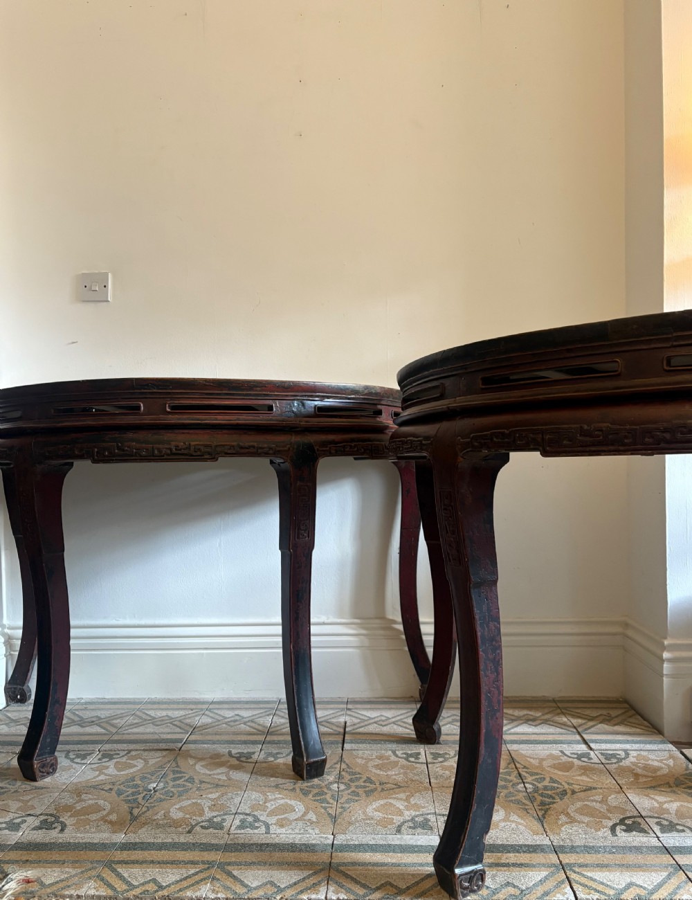 A Pair of 19th Century Chinese Lacquer Demi-Lune Console Tables 125cm wide View VII