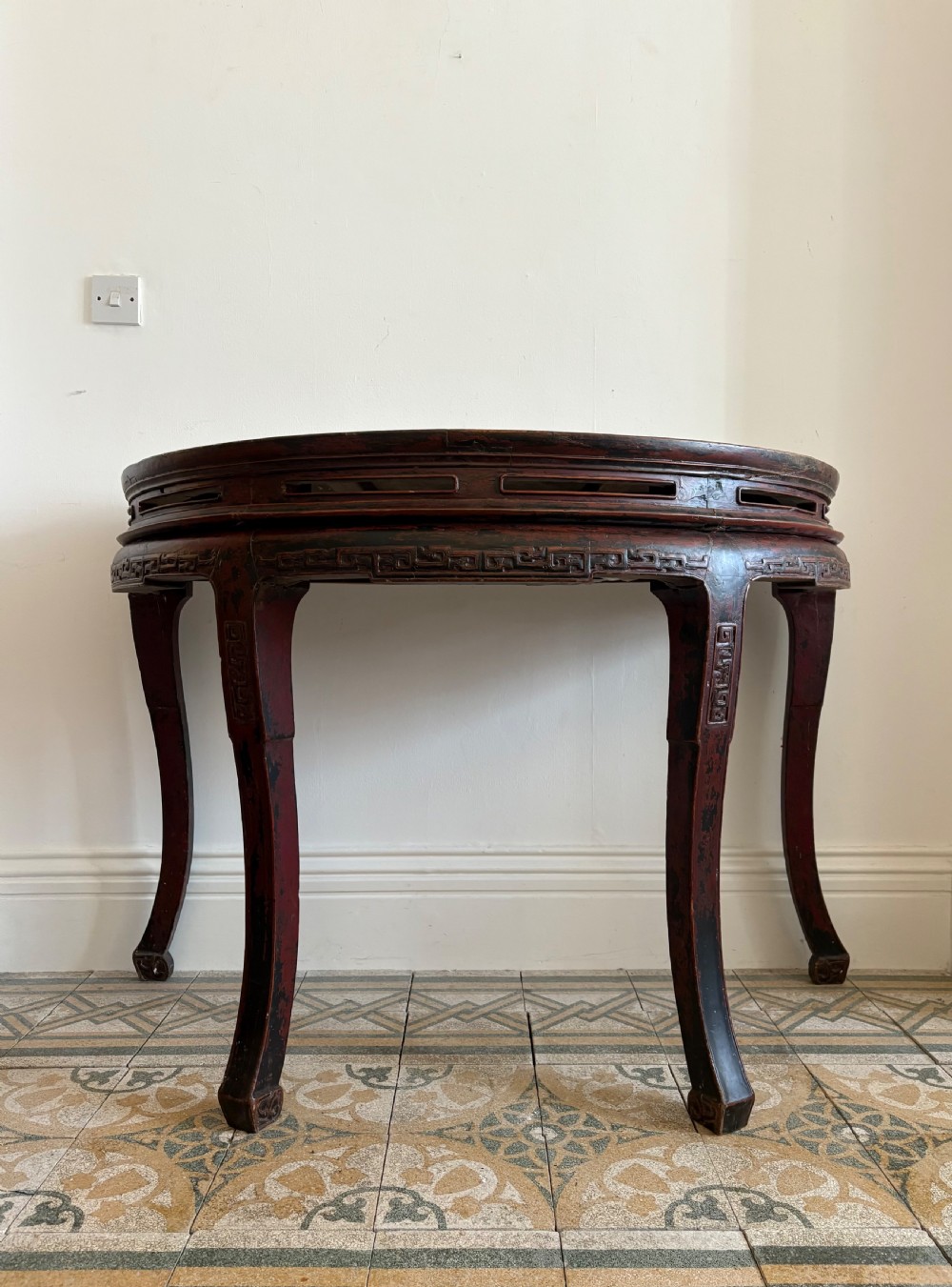 A Pair of 19th Century Chinese Lacquer Demi-Lune Console Tables 125cm wide View XIV