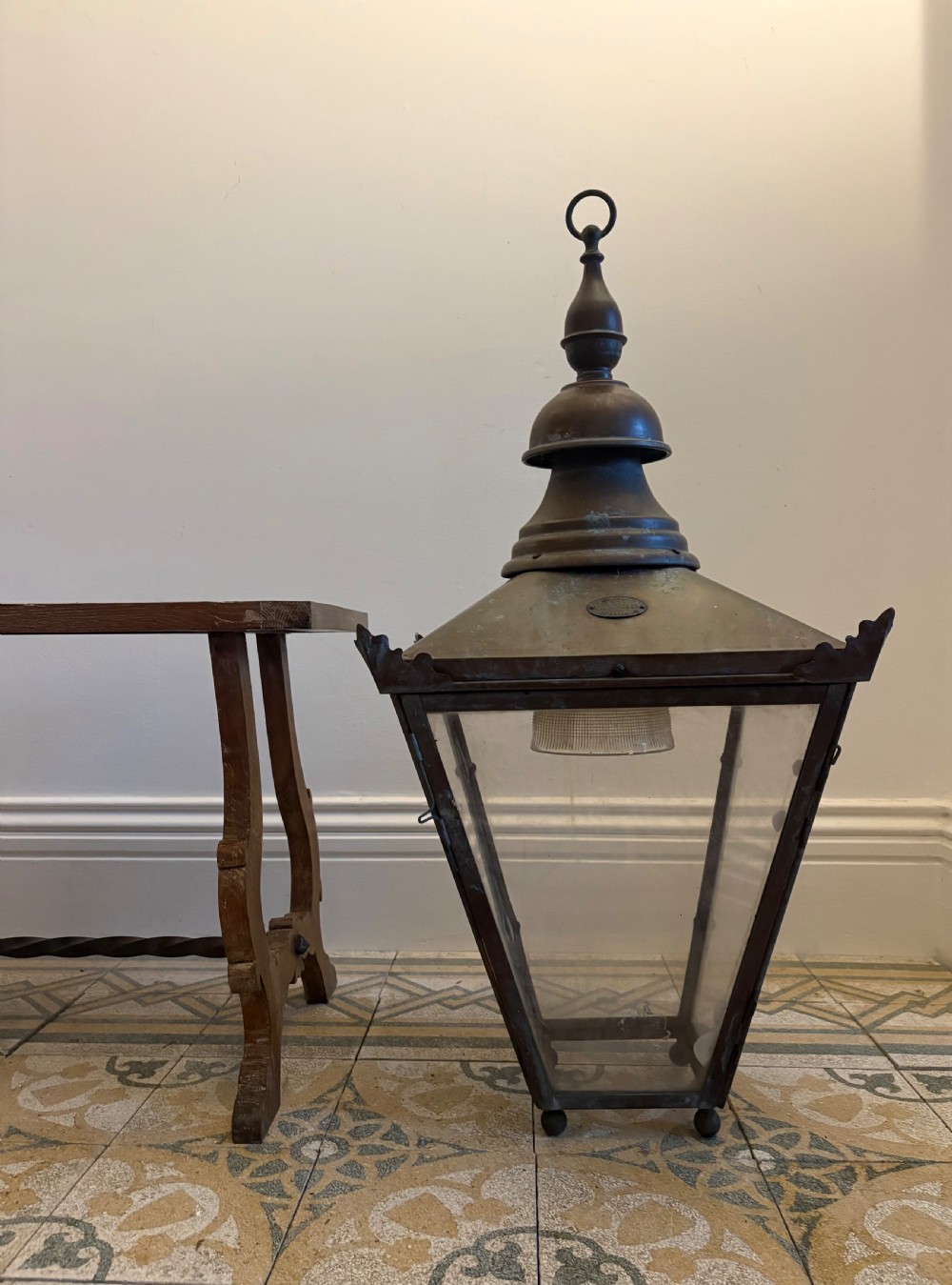 A Large 19th Century Copper Hall or Ceiling Lantern, 95cm Tall View X